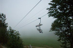 Weissenstein chair lift in fog